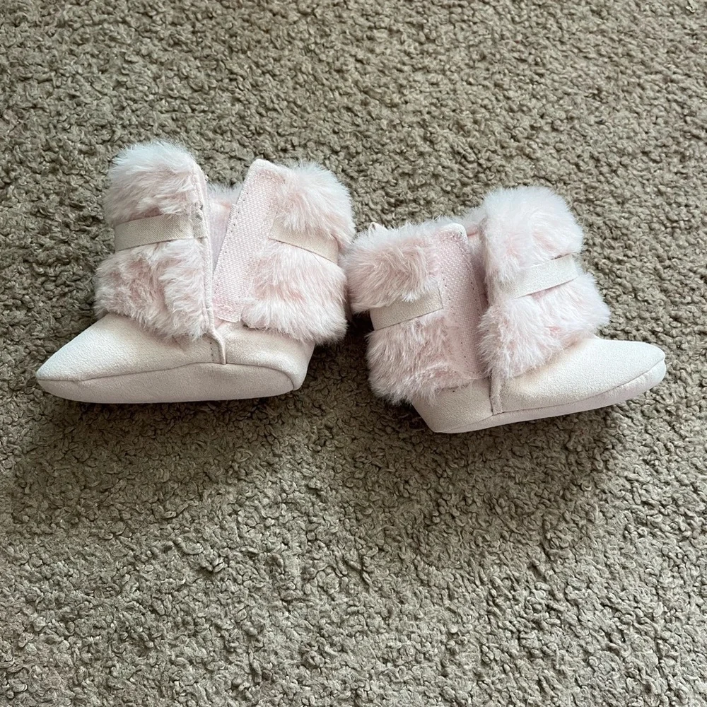 Stepping Stones Fuzzy Pink Booties